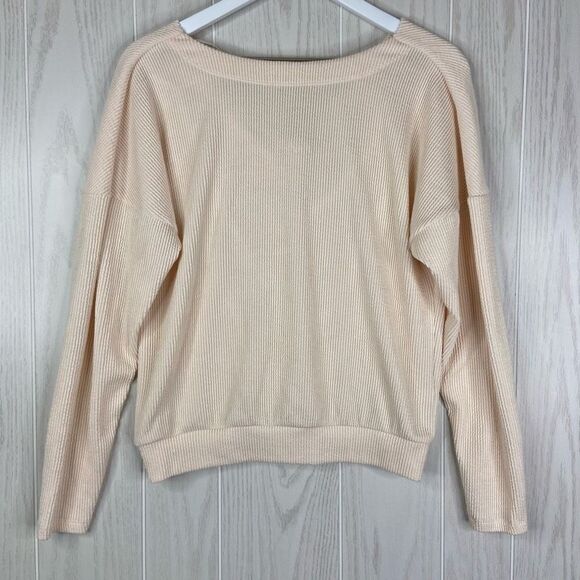 Anthropologie Women's Peach Long Sleeve Ribbed Cowl Back Pullover Sweater XS - Picture 1 of 4